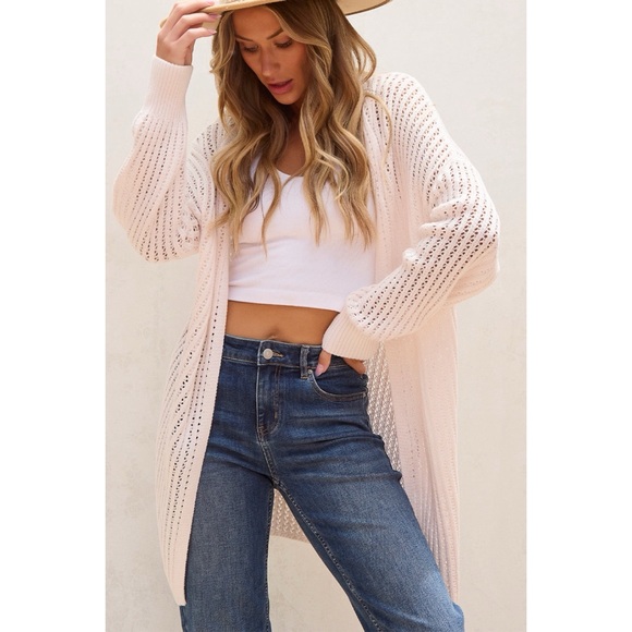 Sweaters - Crochet Dropshoulder Cardigan